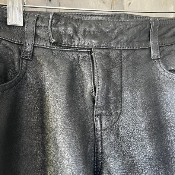 ALL SAINTS Italian Leather Low Rise Moto Pants - Picture 3 of 12